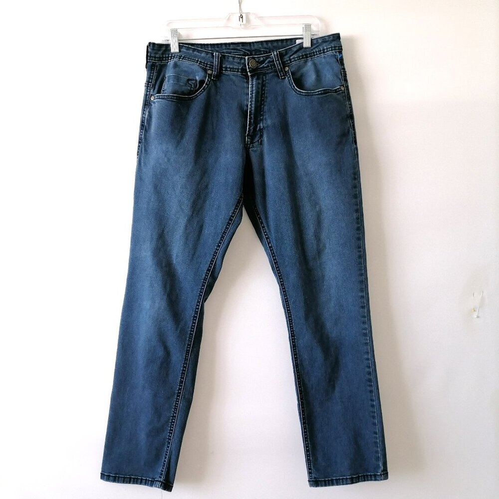 Axel Mens Blue Denim Slim Stretch Extensible Mid Rise Ankle Jeans Size 36x30